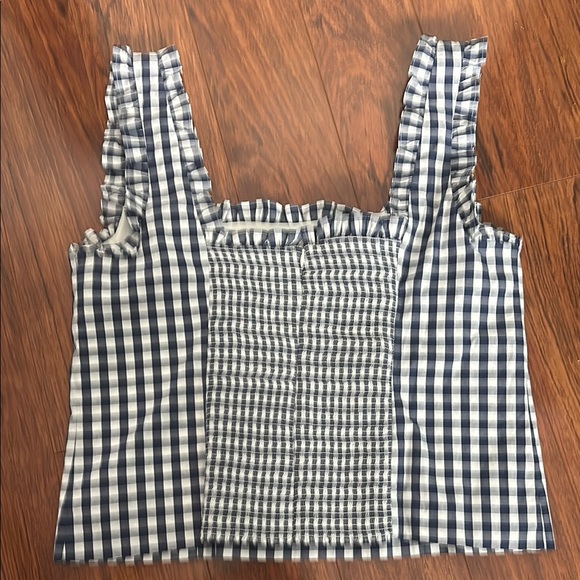 Gingham Checkered Ruffle Strap Top - Picture 3 of 3